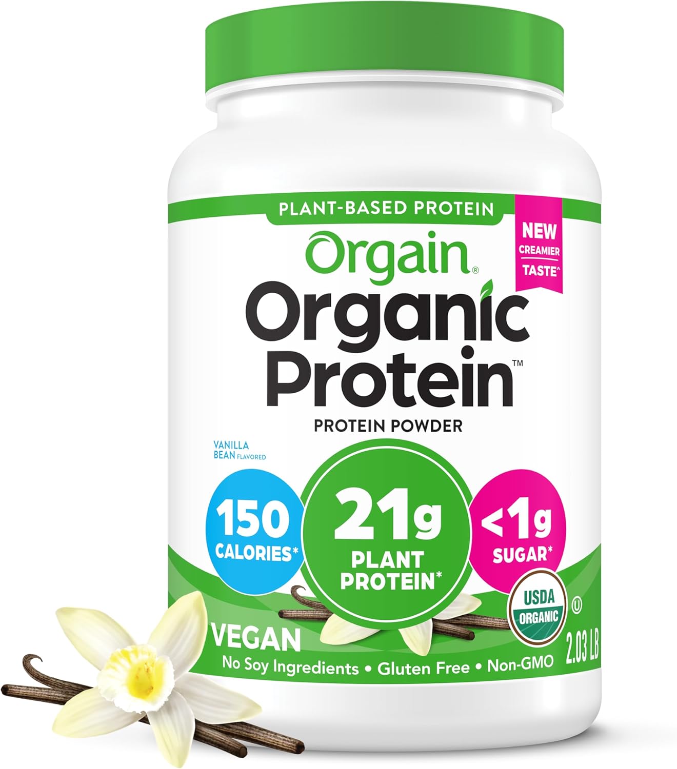 Orgain Organic Vegan Protein Powder, Vanilla Bean