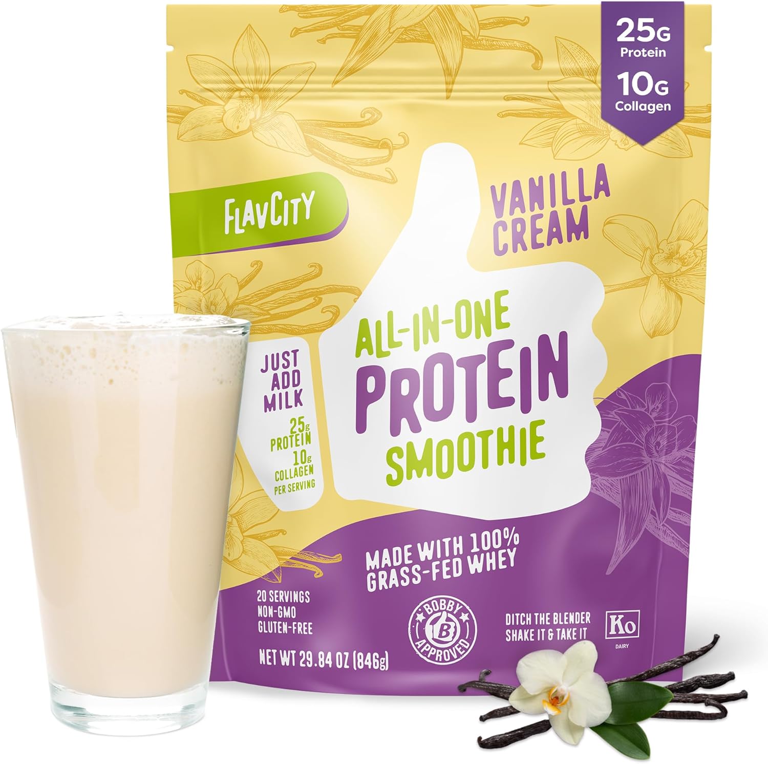 FlavCity Protein Powder Smoothie, Vanilla